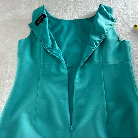 Black Label by Evan Picone Teal Sleeveless Fitted Zipper Midi Dress Size 12 - Picture 8 of 15